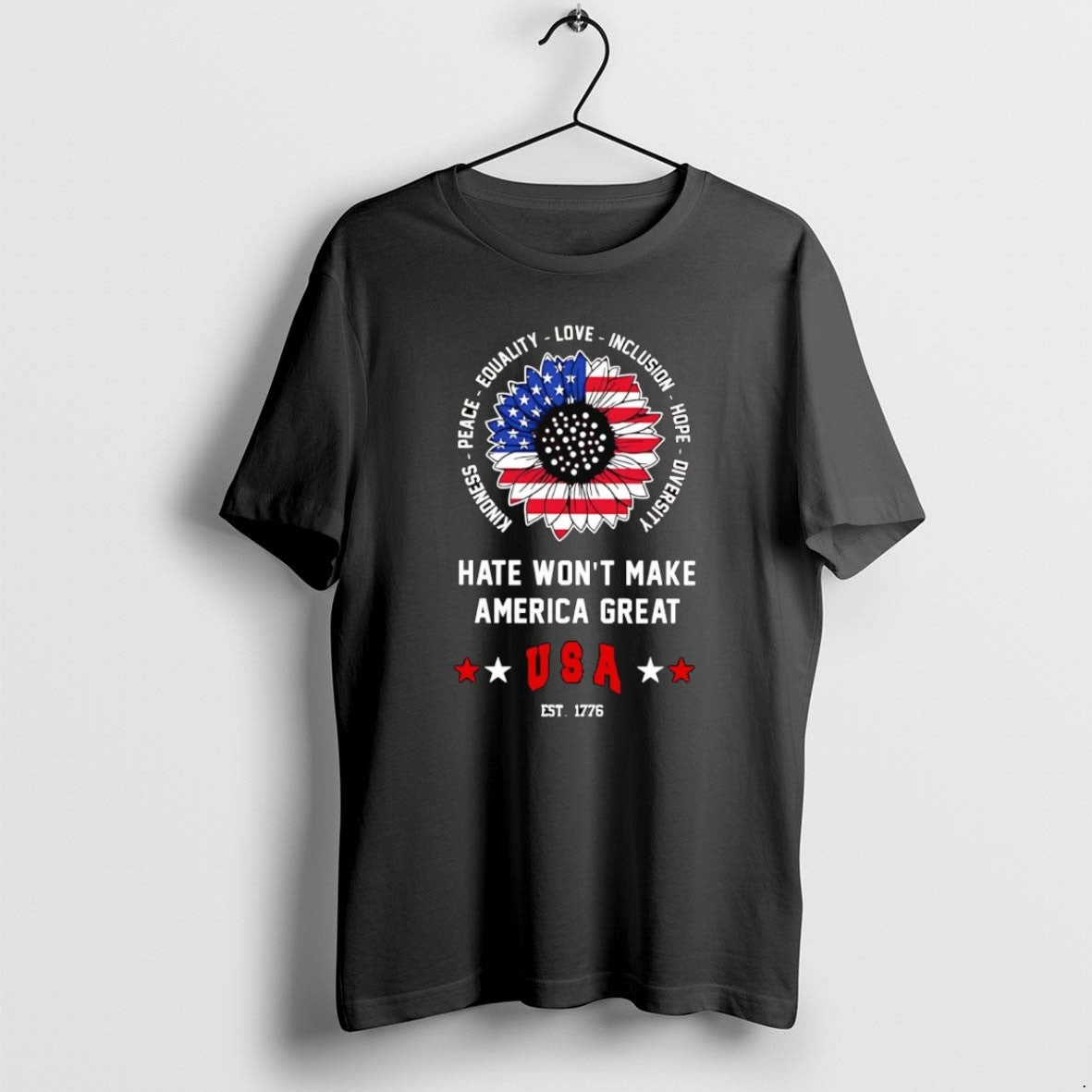 Official Us Sunflowers Hate Wont Make America Great Est 1776 T-Shirts, Hoodie, Sweatshirt | PopFlextees.com
