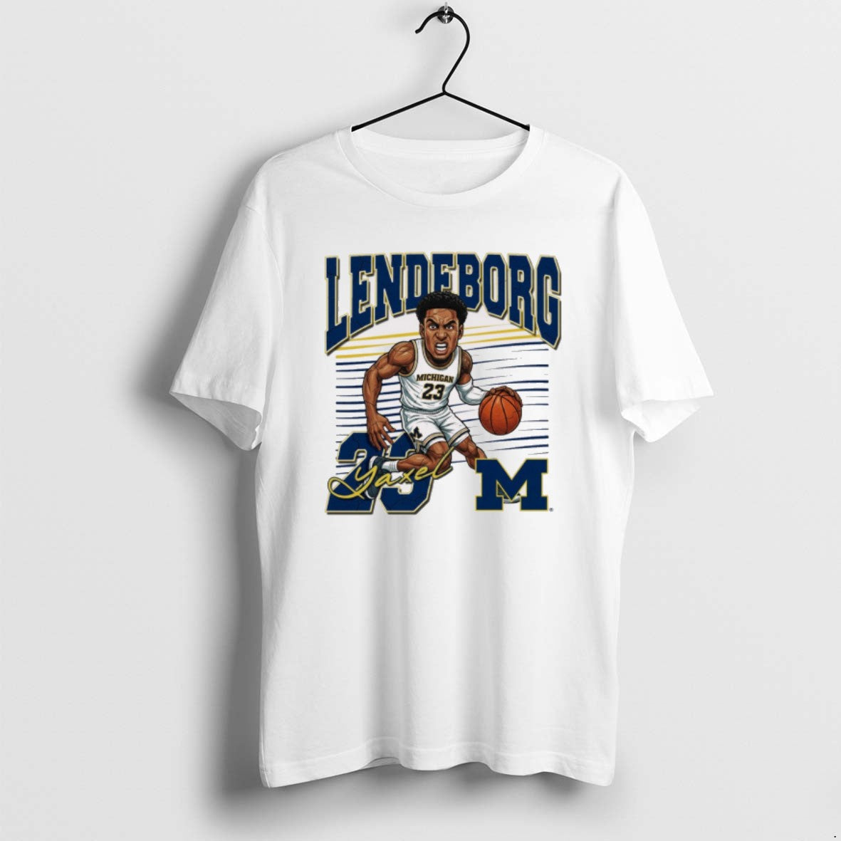 Official Valiant University Of Michigan Wolverines Basketball Yaxel Lendeborg Caricature T-Shirts, Hoodie, Sweatshirt