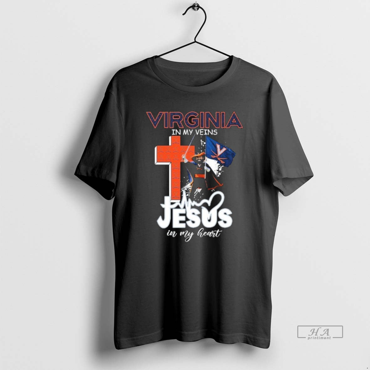 Official Virginia Cavaliers In My Veins Jesus In My Heart Mascot T-Shirts, Hoodie, Sweatshirt | PopFlextees.com