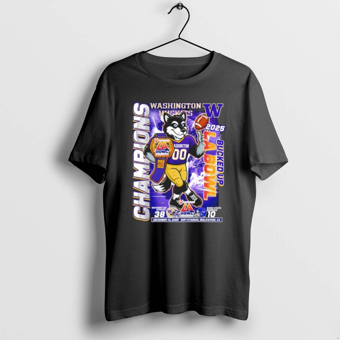 Official Washington Huskies Bucked Up La Bowl Champions Mascot 2025 T-Shirts, Hoodie, Sweatshirt | PopFlextees.com