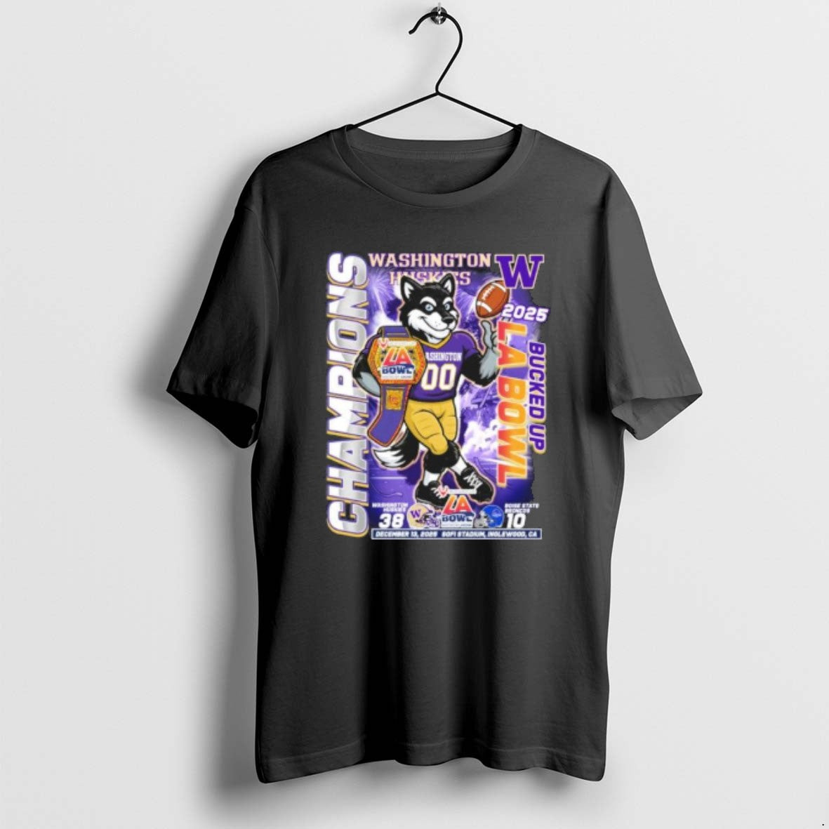 Official Washington Huskies Mascot 2025 Bucked Up La Bowl Champions Score T-Shirts, Hoodie, Sweatshirt | PopFlextees.com