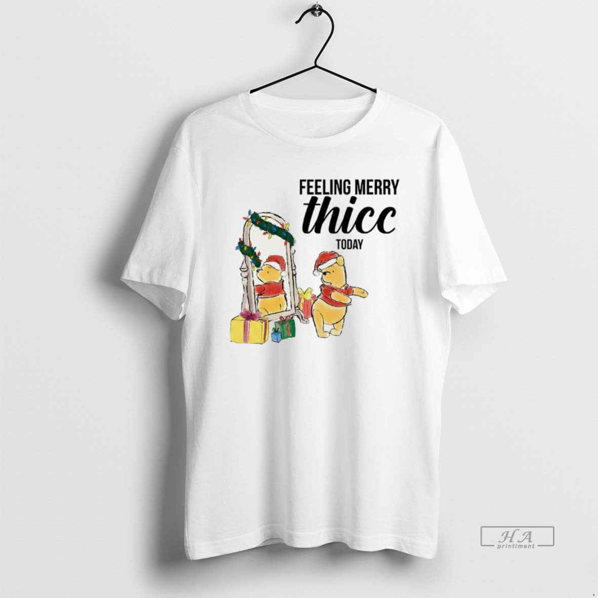 Official Winnie The Pooh Feeling Merry Thicc Today Cartoon Christmas T-Shirts, Hoodie, Sweatshirt | PopFlextees.com