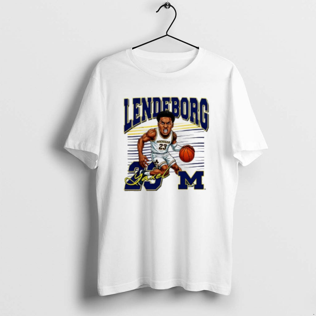 Official Yaxel Lendeborg Michigan Basketball Caricature T-Shirts, Hoodie, Sweatshirt | PopFlextees.com
