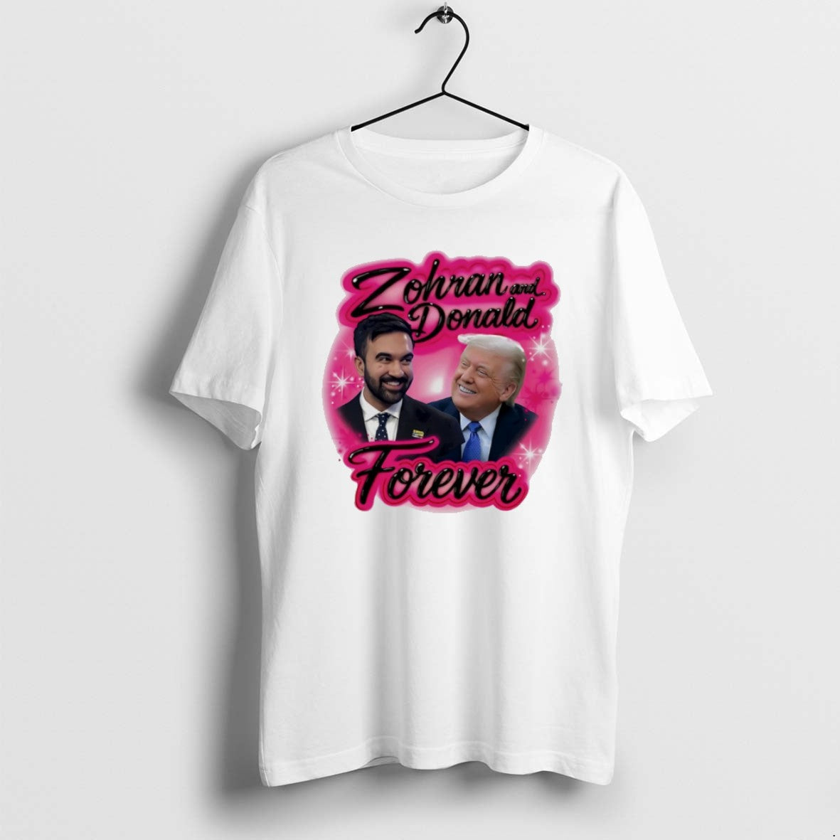 Official Zohran And Donald Forever Airbrush Graphic T-Shirts, Hoodie, Sweatshirt | PopFlextees.com