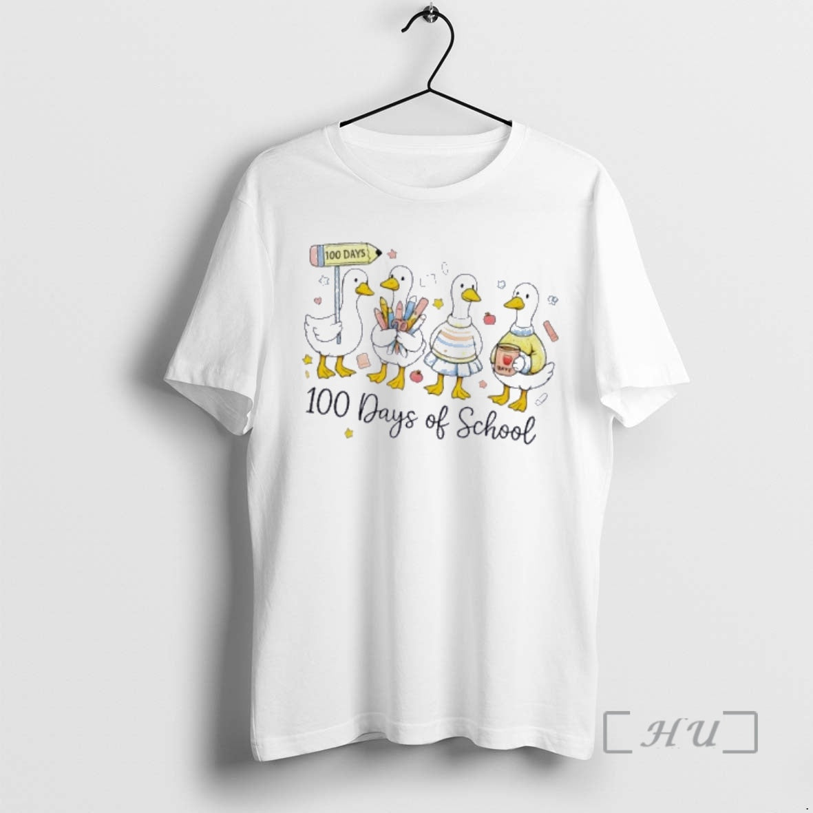 Officials 100 Days Of School Ducks Cute Goose Teacher 100th Day Premium T Shirts Sweater Hoodie, Sweatshirt | PopFlextees.com