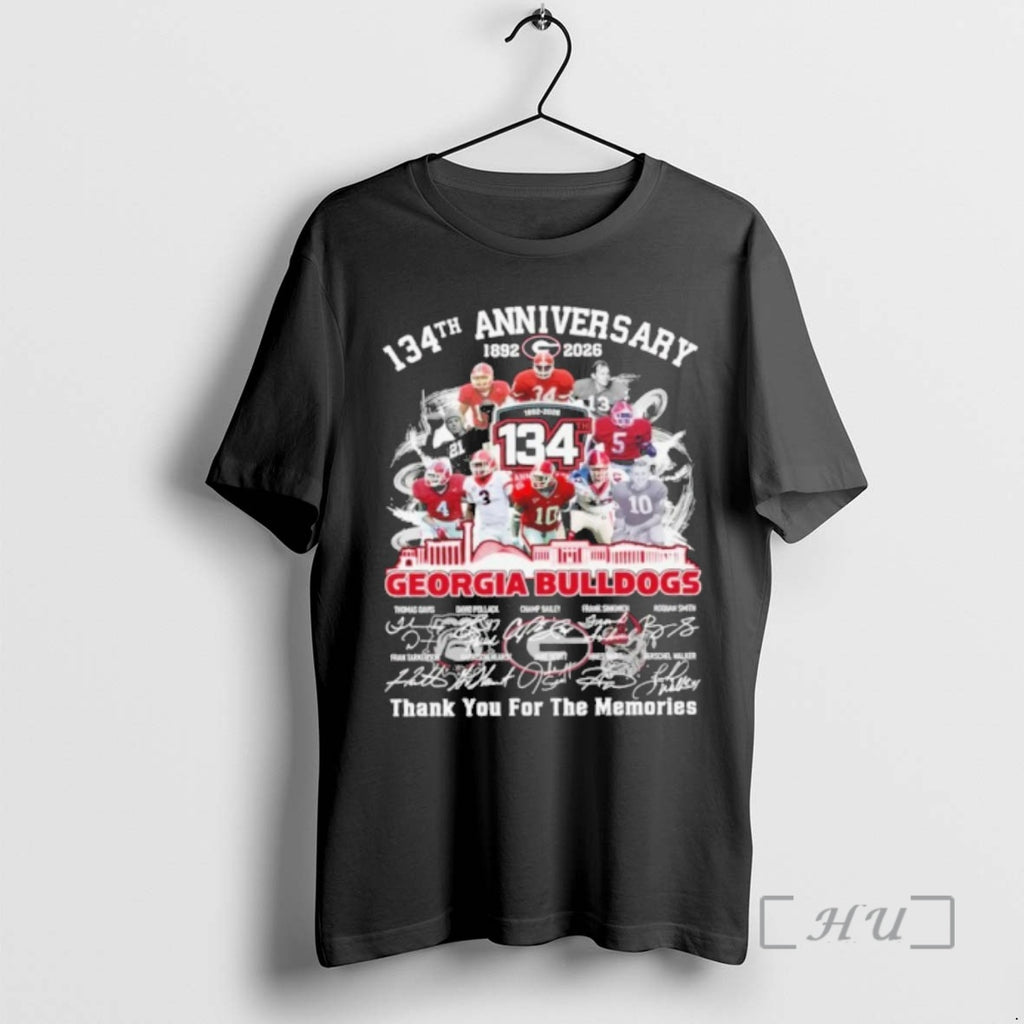 Officials 134th Anniversary Georgia Bulldogs Signature Thank You For The Memories Premium T Shirts Sweater Hoodie, Sweatshirt