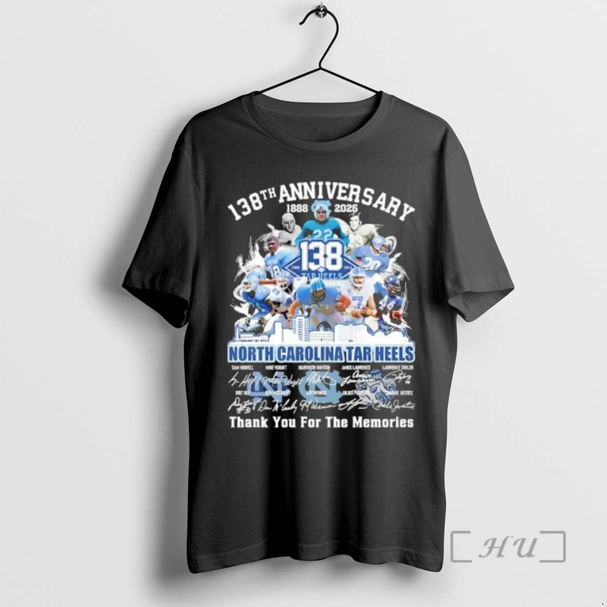 Officials 138th Anniversary 1888 2026 North Carolina Tar Heels Sam Howell And Legends Signatures Premium T-Shirts,...