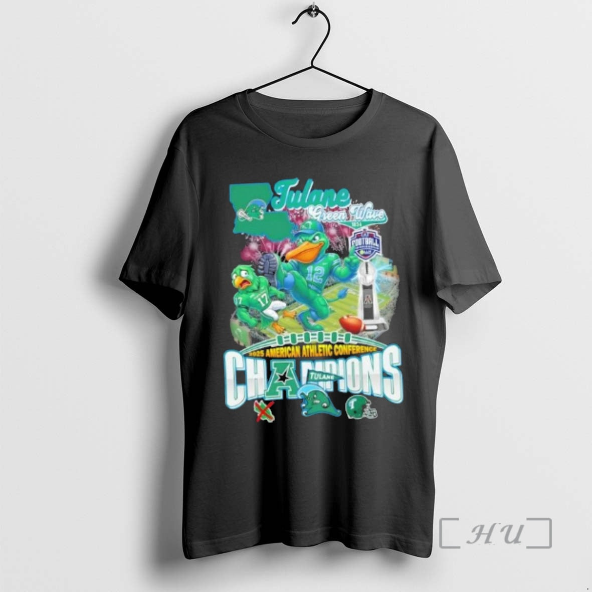 Officials 2025 American Athletic Conference Champions Tulane Green Wave Mascot T-Shirts, Hoodie, Sweatshirt | PopFlextees.com