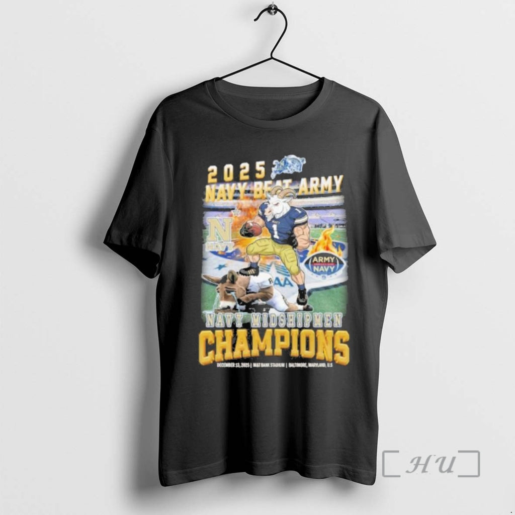 Officials 2025 Navy Beat Army Mascot Navy Midshipmen Champions T-Shirts, Hoodie, Sweatshirt | PopFlextees.com
