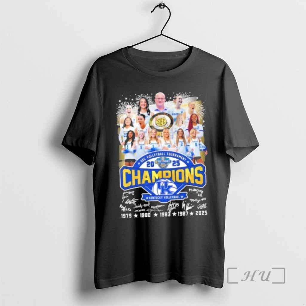 Officials 2025 Sec Volleyball Tournament Champions Kentucky Wildcats All Players Signatures Premium T Shirts Sweater...
