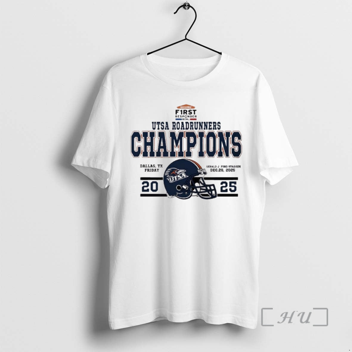 Officials 2025 Utsa Roadrunners Football Named To Champions First Responder Bowl Helmets Football Premium T-Shirts,...