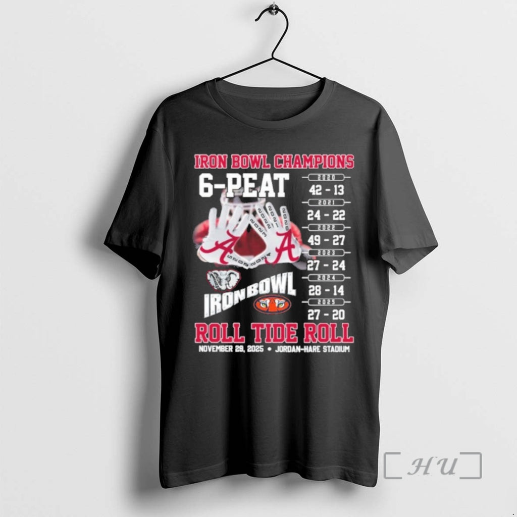 Officials Alabama Iron Bowl Champions 6 Peat Roll Tide Roll T-Shirts, Hoodie, Sweatshirt | PopFlextees.com