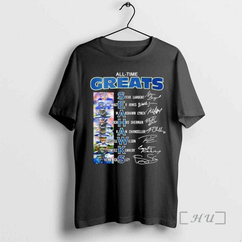 Officials All Time Greats Seahawks Players List Name And Signature T-Shirts, Hoodie, Sweatshirt | PopFlextees.com
