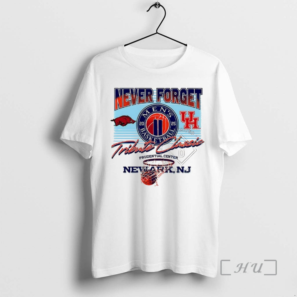 Officials Arkansas Razorbacks Vs Houston Cougars Never Forget Tribute Classic 2025 Premium T Shirts Sweater Hoodie,...