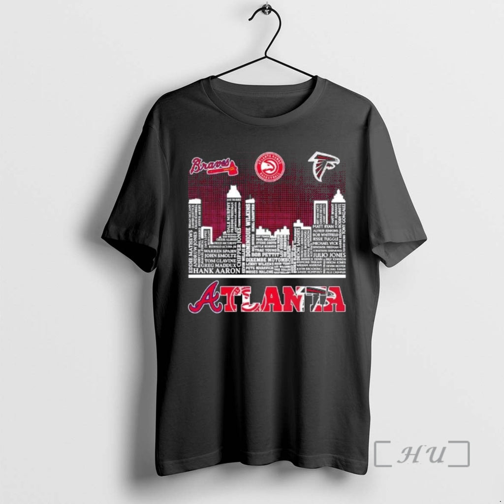 Officials Atlanta Sports Braves Hawks Falcons All Names City Skyline T-Shirts, Hoodie, Sweatshirt | PopFlextees.com