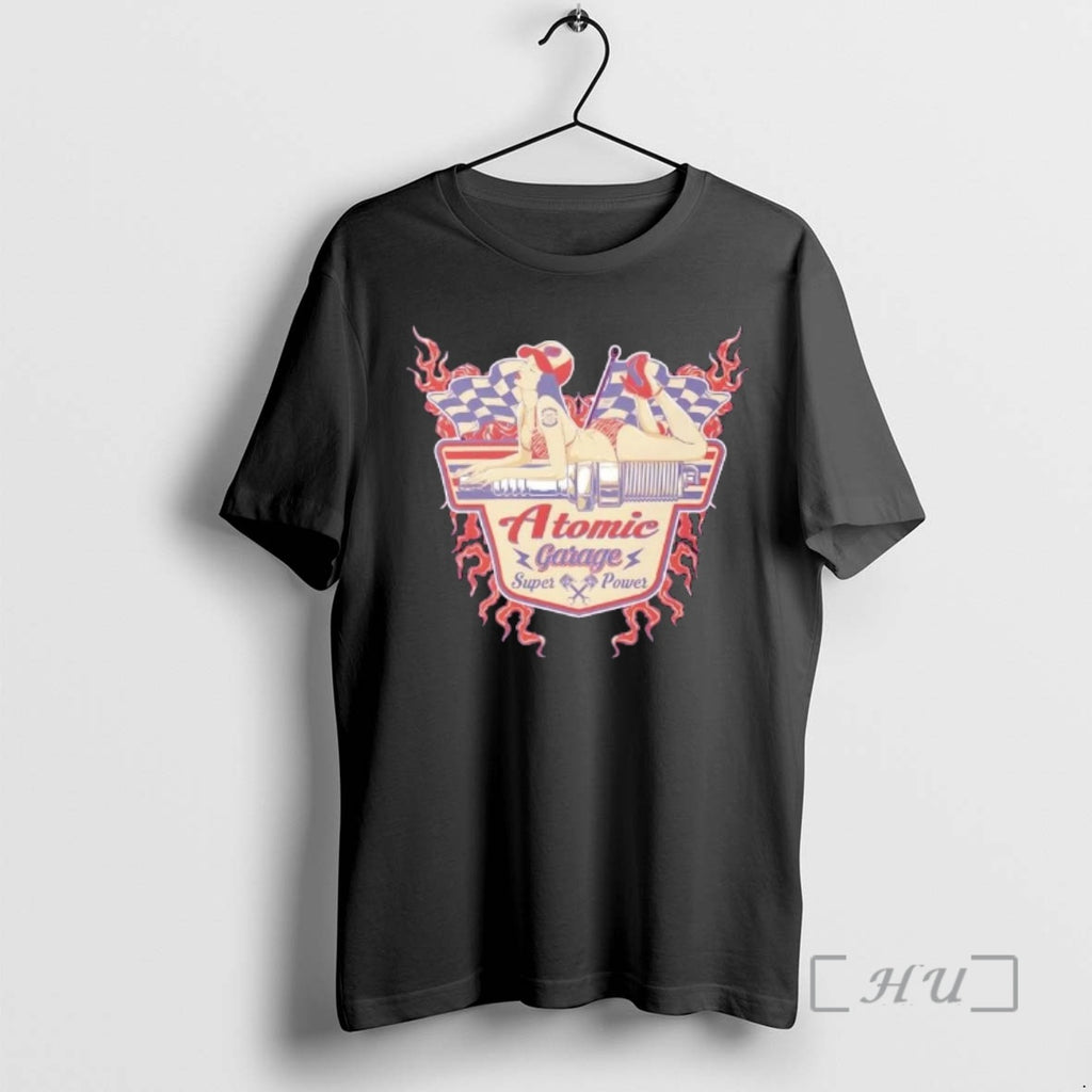 Officials Atomic Garage Super Power Pin Up Spark Plug Hot Rod Premium T Shirts Sweater Hoodie, Sweatshirt | PopFlextees.com