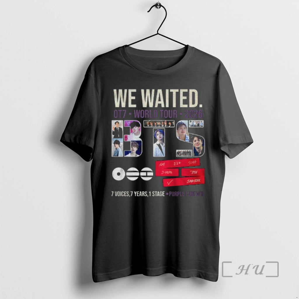 Officials Bts We Waited World Tour 2026 7 Voices 7 Years 1 Stage Ot7 Purple T-Shirts, Hoodie, Sweatshirt | PopFlextees.com