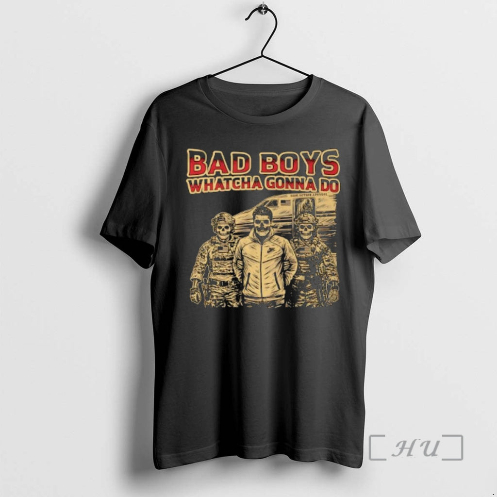 Officials Bad Boys Whatcha Gonna Do Side Action Apparel Skeletons T-Shirts, Hoodie, Sweatshirt | PopFlextees.com