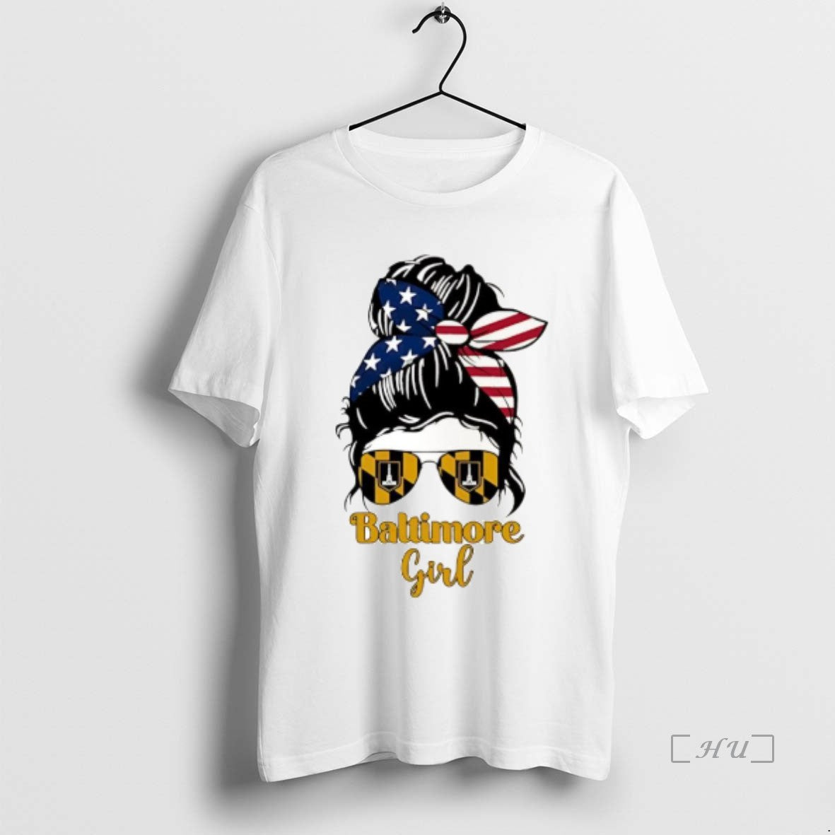Officials Baltimore Girl Messy Bun America T-Shirts, Hoodie, Sweatshirt | PopFlextees.com