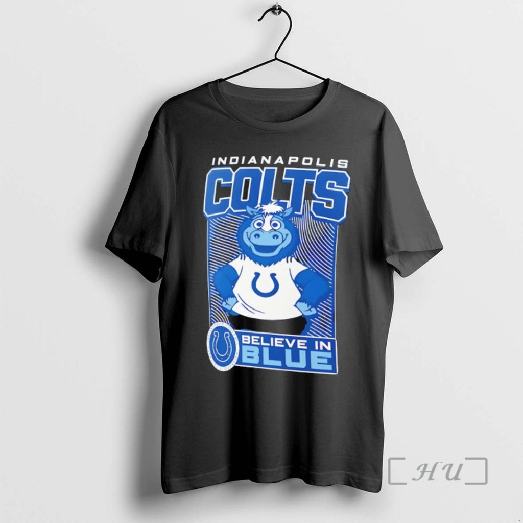 Officials Blue Indianapolis Colts Football Believe In Blue Mascot T-Shirts, Hoodie, Sweatshirt | PopFlextees.com