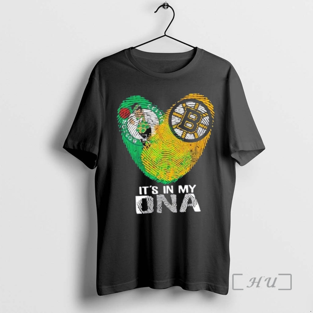 Officials Boston City Sports Celtics X Bruins Its In My Dna Fingerprint Heart Premium T-Shirts, Hoodie, Sweatshirt