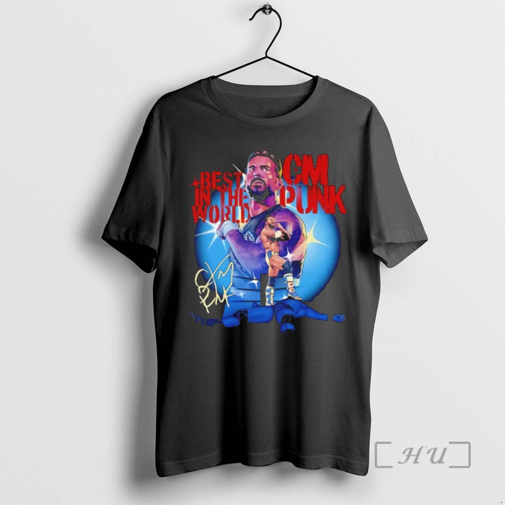 Officials Cm Punk Best In The World Stencil Signature T-Shirts, Hoodie, Sweatshirt | PopFlextees.com