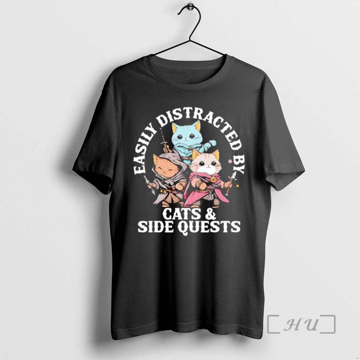 Officials Cat Easily Distracted By Cats And Side Quests T-Shirts, Hoodie, Sweatshirt | PopFlextees.com