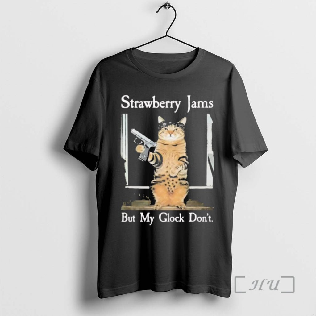 Officials Cat Gangster Strawberry Jams But My Glock Dont T-Shirts, Hoodie, Sweatshirt | PopFlextees.com