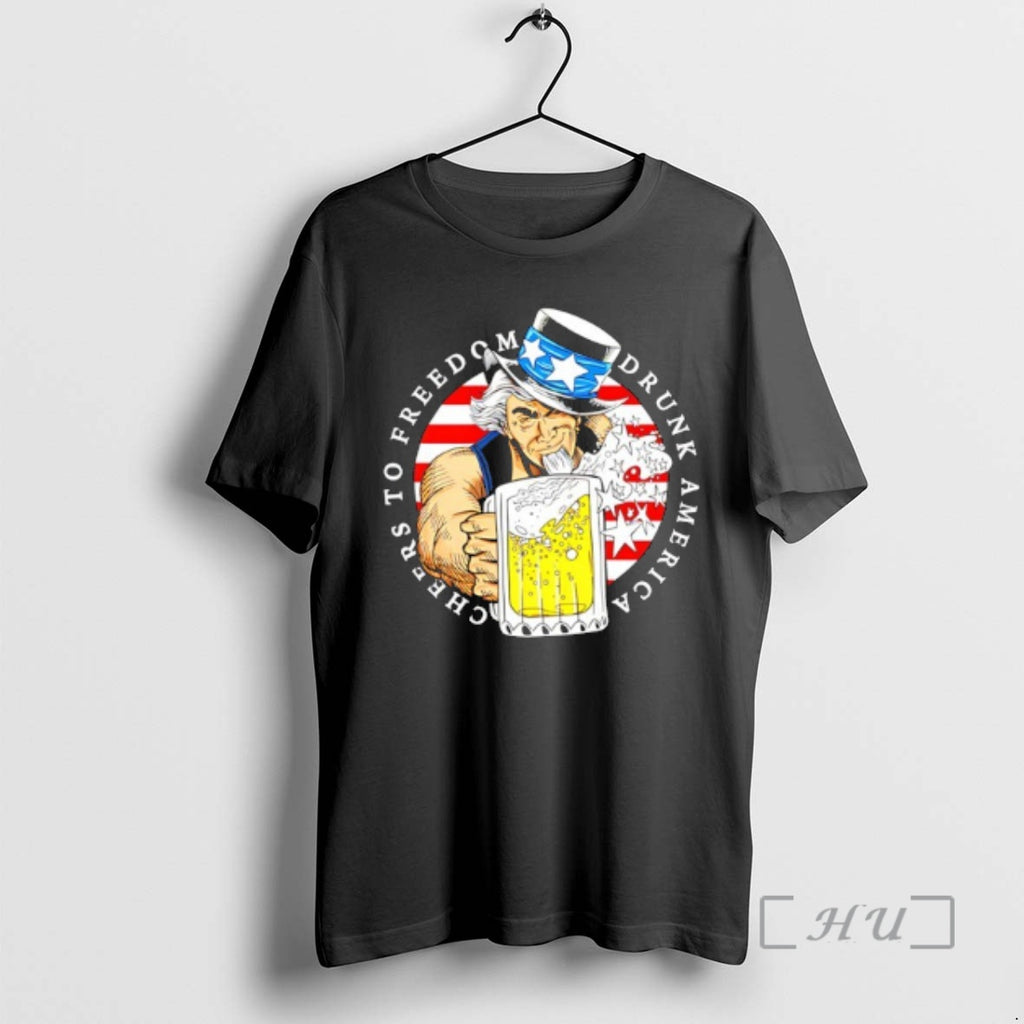 Officials Cheers To Freedom Drunk America Uncle Sam T-Shirts, Hoodie, Sweatshirt | PopFlextees.com