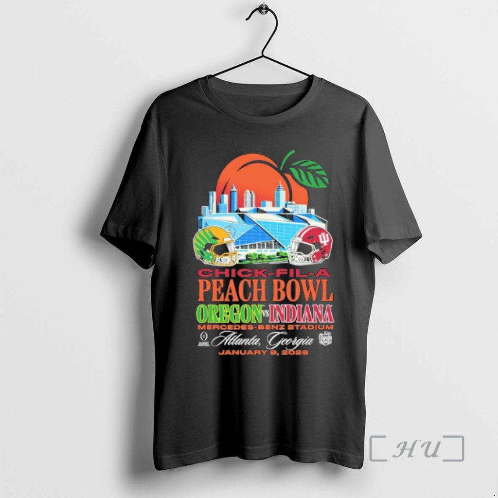 Officials Chick Fil A Peach Bowl Iu Vs Oregon Mercedes Benz Stadium Premium T Shirts Hoodie, Sweatshirt | PopFlextees.com