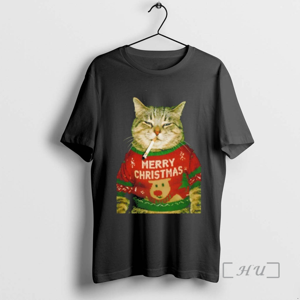 Officials Christmas Cat Smoking Funny T-Shirts, Hoodie, Sweatshirt | PopFlextees.com