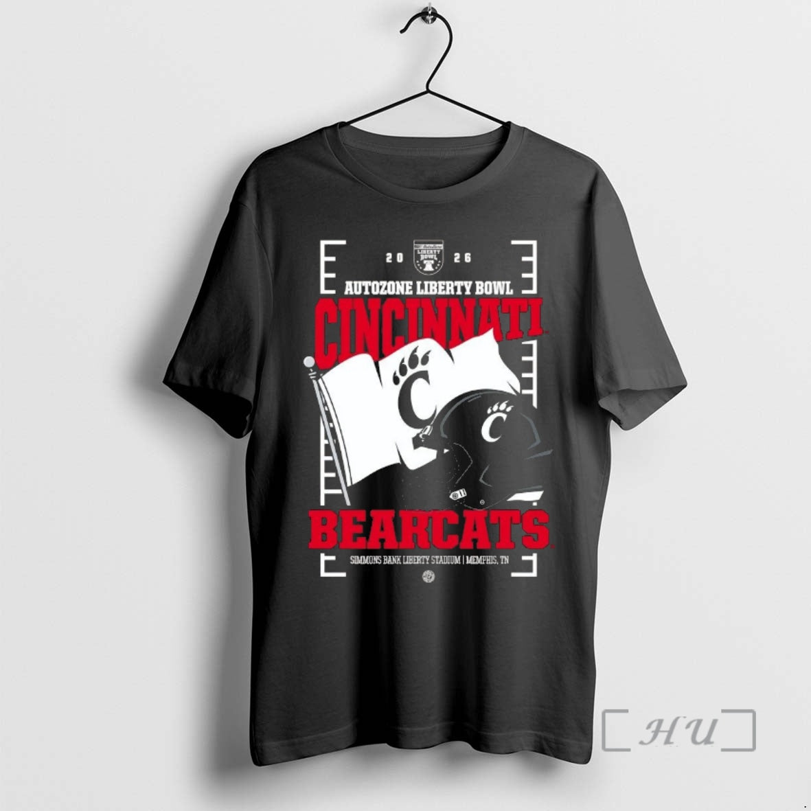 Officials Cincinnati Bearcats 2026 Autozone Liberty Bowl Helmet Flag Chriast T-Shirts, Hoodie, Sweatshirt