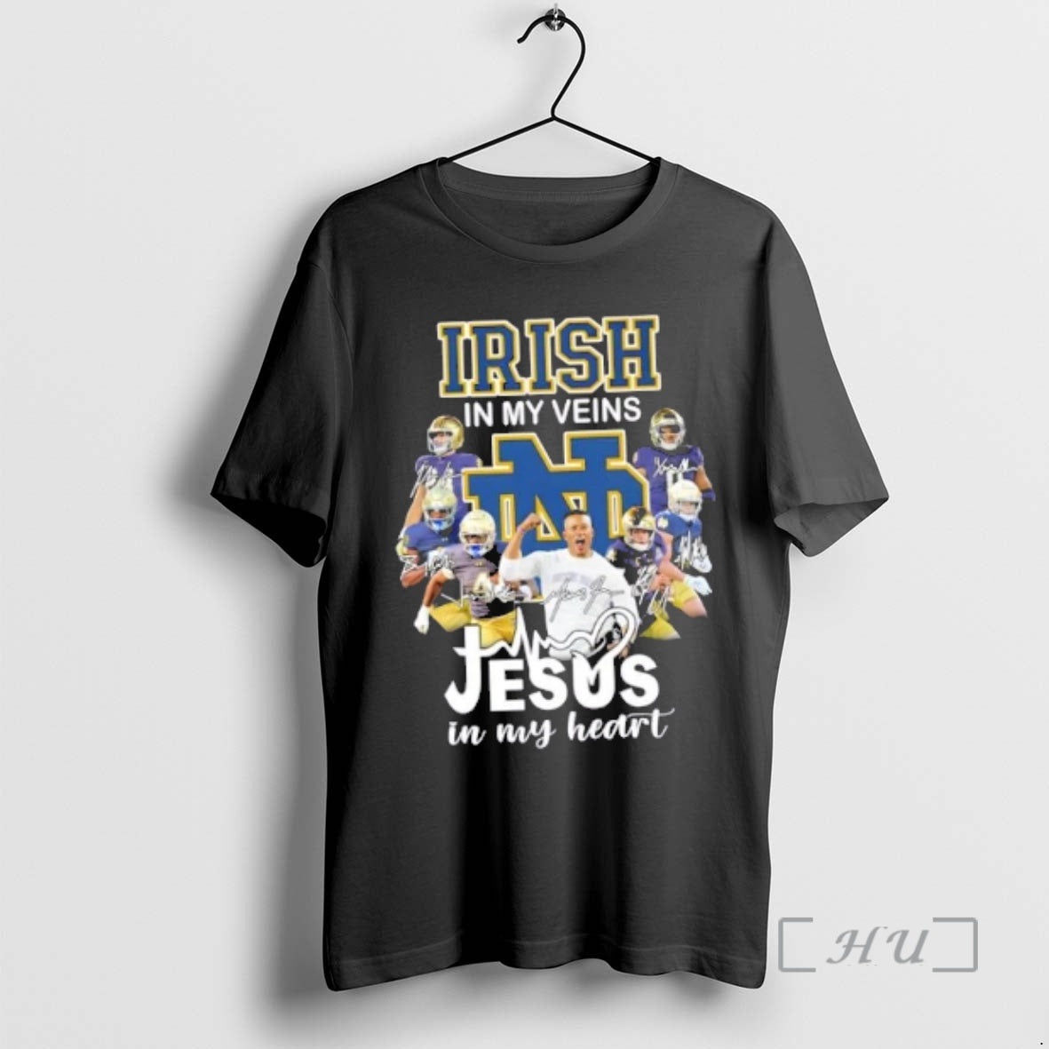 Officials Coach Marcus Freeman And Players Notre Dame Fighting Irish In My Veins Jesus In T-Shirts, Hoodie, Sweatshirt