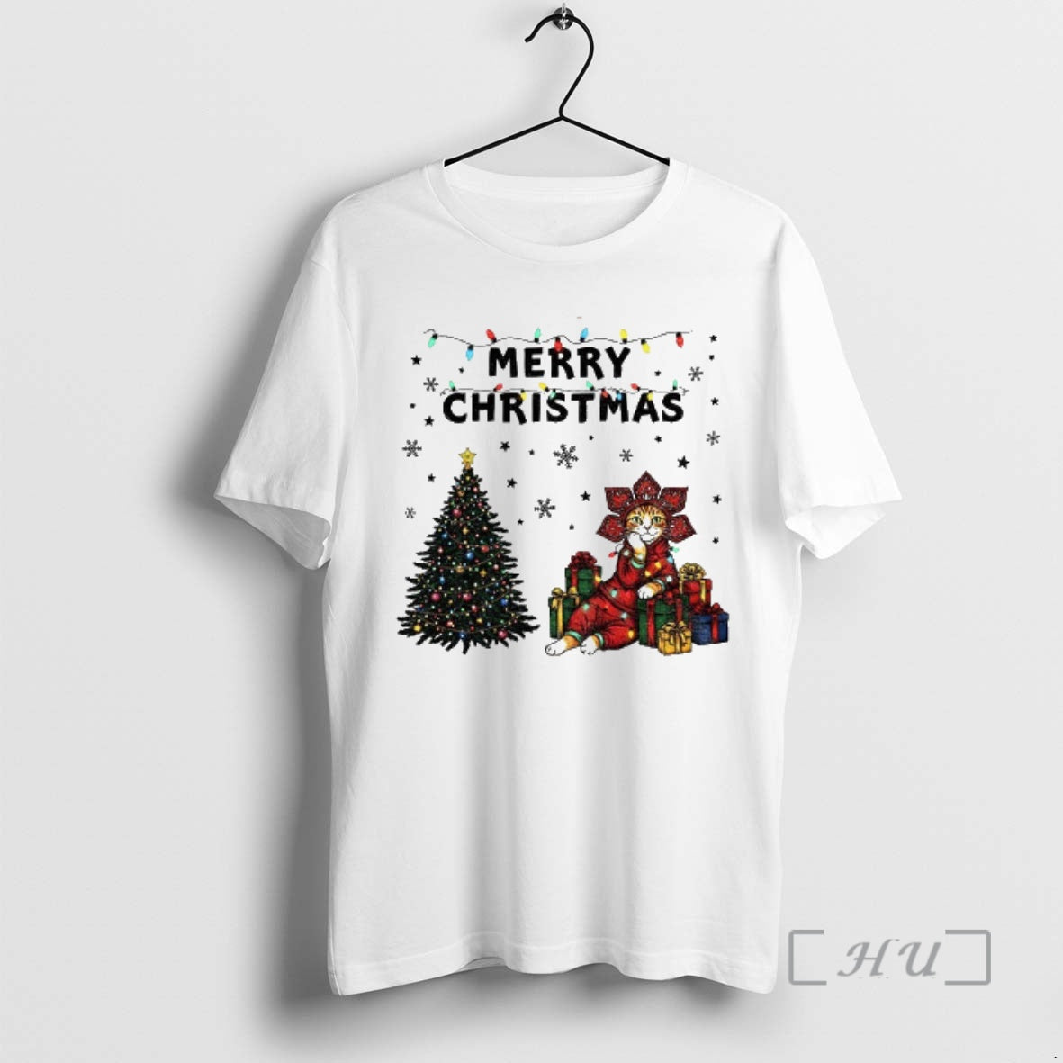 Officials Cute Cat With Gifts Christmas Tree Lights Democrat Merry Christmas Premium T Shirts Sweater Hoodie, Sweatshirt