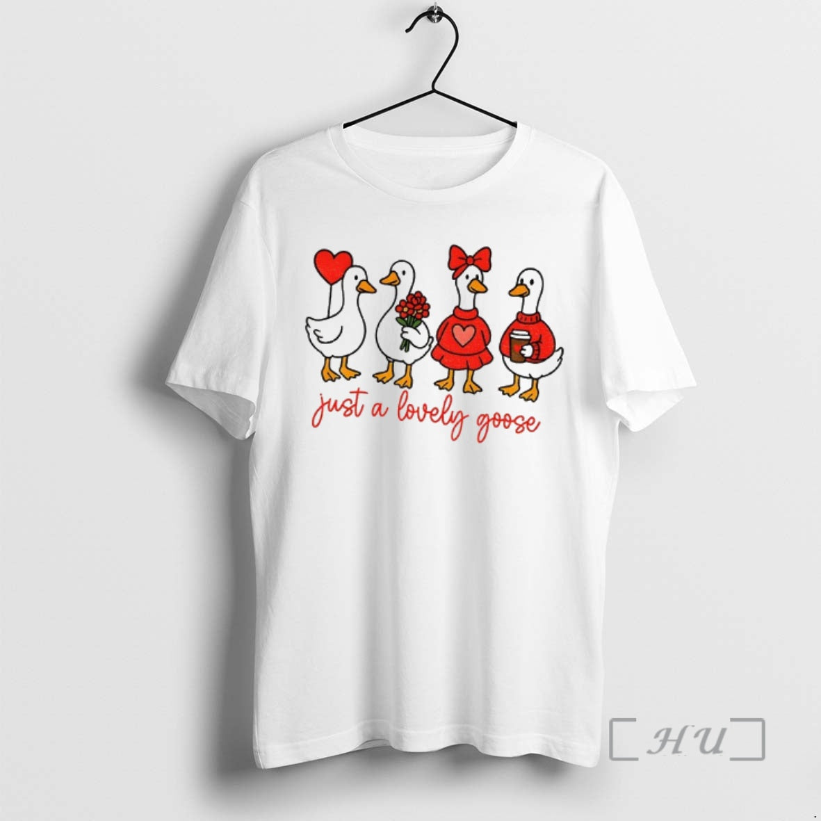 Officials Cute Lovely Goose Coquette Valentine Just A Lovely Goose T-Shirts, Hoodie, Sweatshirt | PopFlextees.com