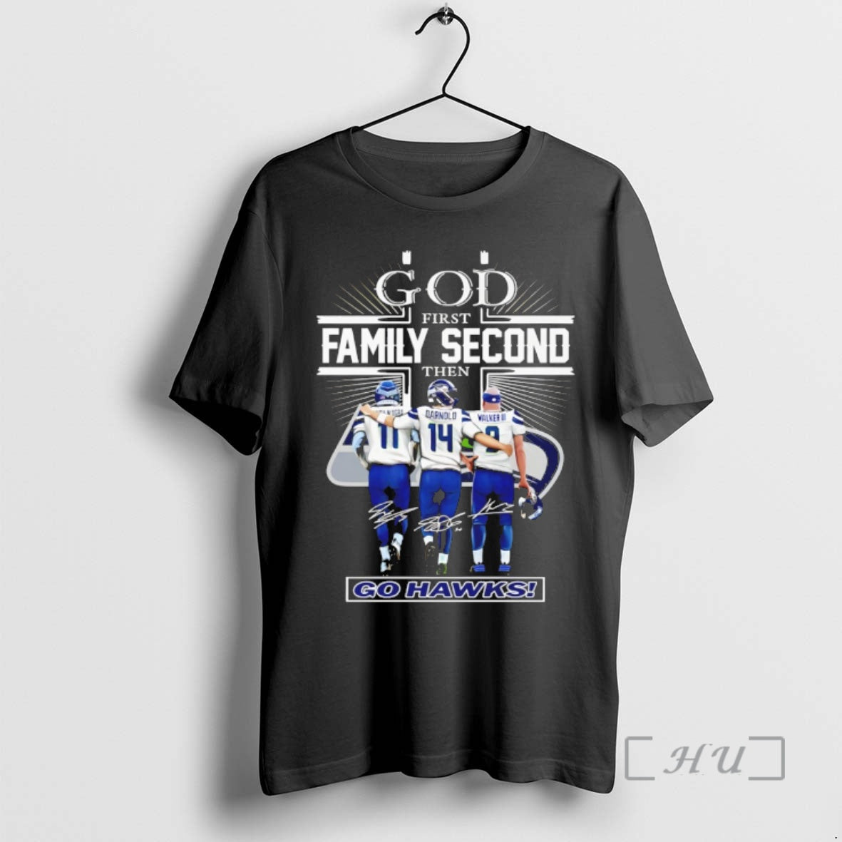 Officials Darnold Walker Iii Jaxon Smith Njigba God First Family Second Then Go Hawks Signatures T-Shirts, Hoodie, Sweatshirt