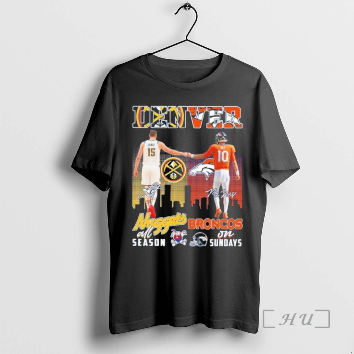 Officials Denver Nuggets All Season X Broncos On Sundays Player Signature City Premium T Shirts Hoodie, Sweatshirt