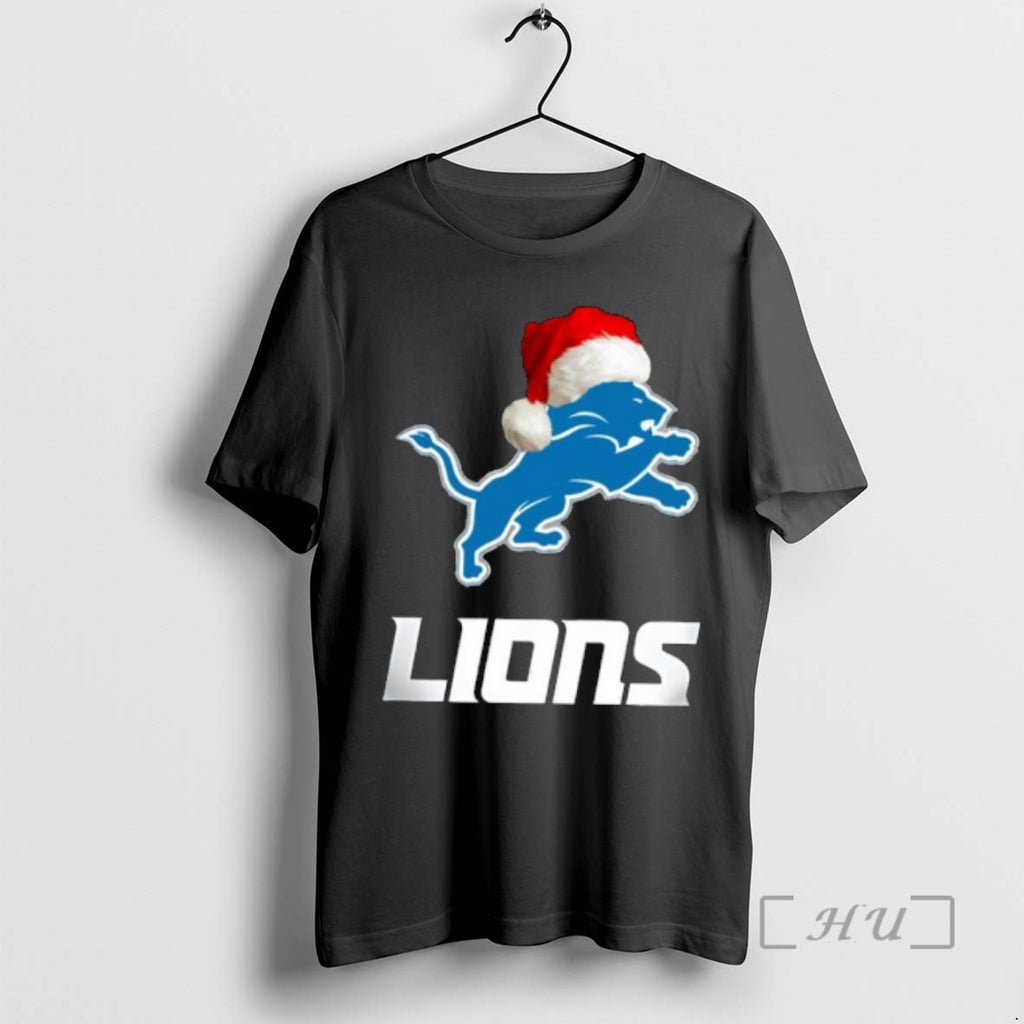 Officials Detroit Lions 2025 Santa Hat Logo Football Christmas T-Shirts, Hoodie, Sweatshirt | PopFlextees.com