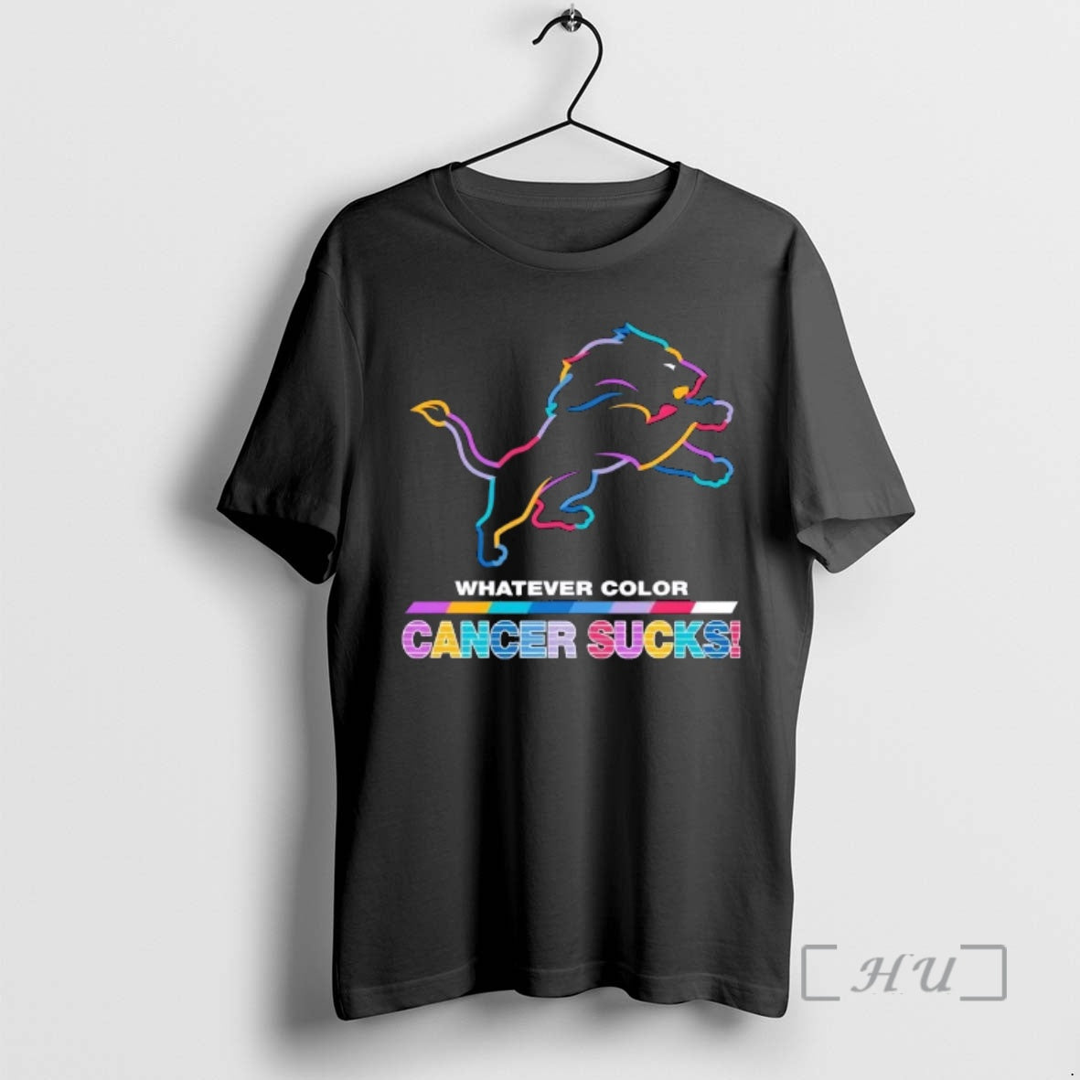 Officials Detroit Lions Football Whatever Color Cancer Sucks Logo Colors T-Shirts, Hoodie, Sweatshirt