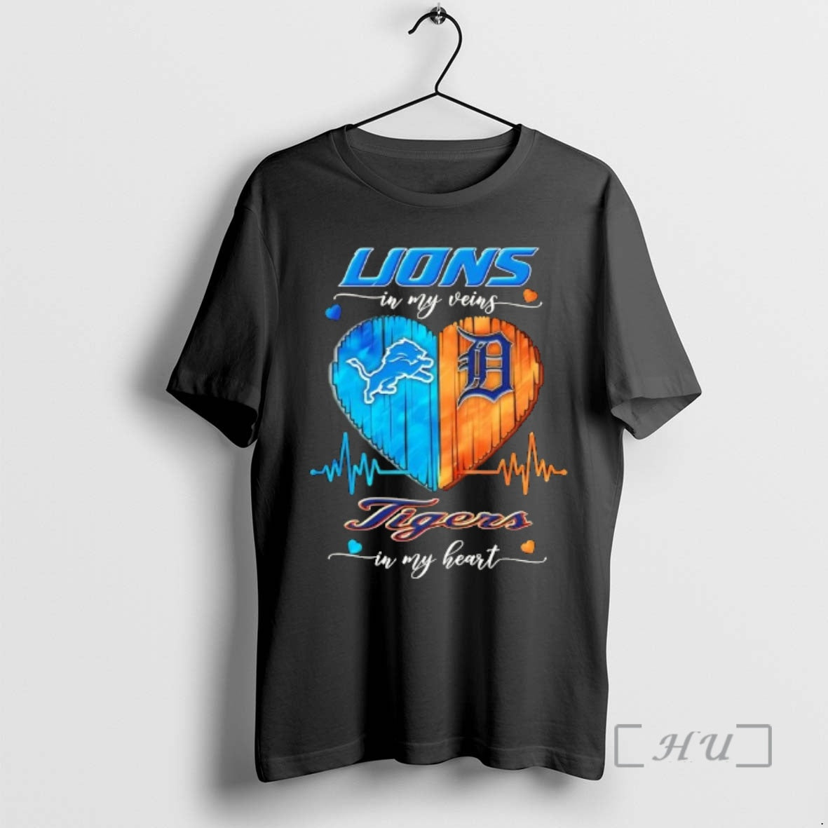 Officials Detroit Sports Lions In My Veins Tigers In My Heart Premium T Shirts Sweater Hoodie, Sweatshirt | PopFlextees.com