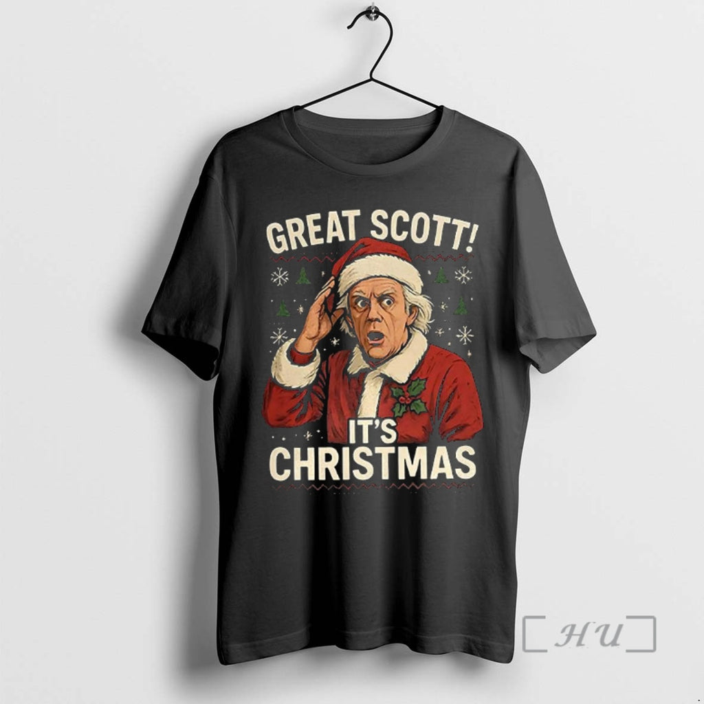 Officials Doc Brown Back To The Future Great Scott Its Ugly Christmas Premium T Shirts Hoodie, Sweatshirt | PopFlextees.com