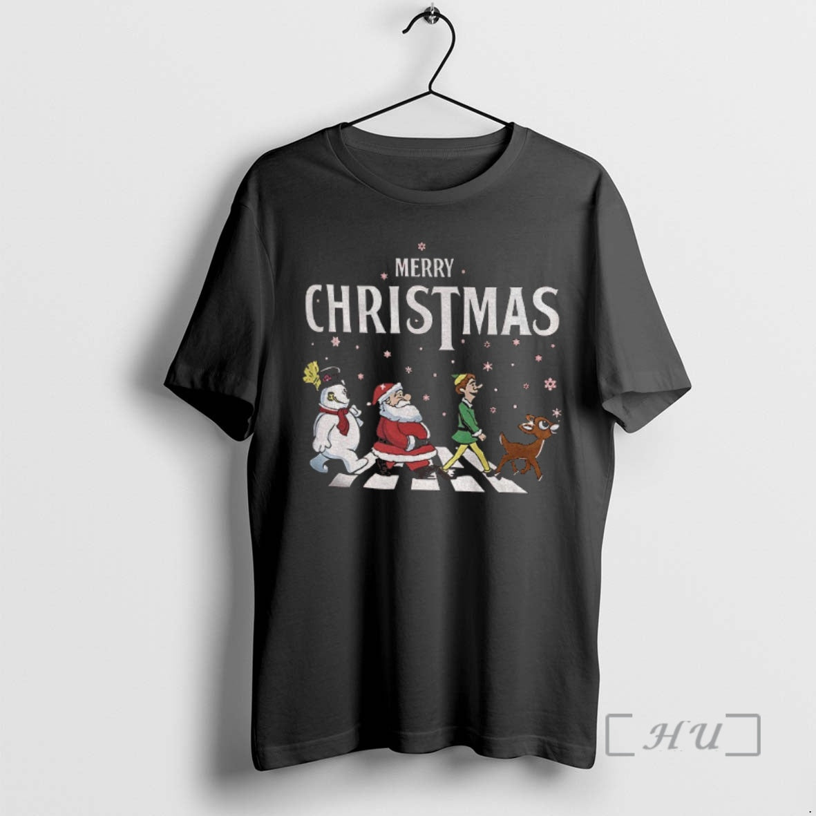 Officials Elf Santa And Snowman Abbey Road Merry Christmas T-Shirts, Hoodie, Sweatshirt | PopFlextees.com