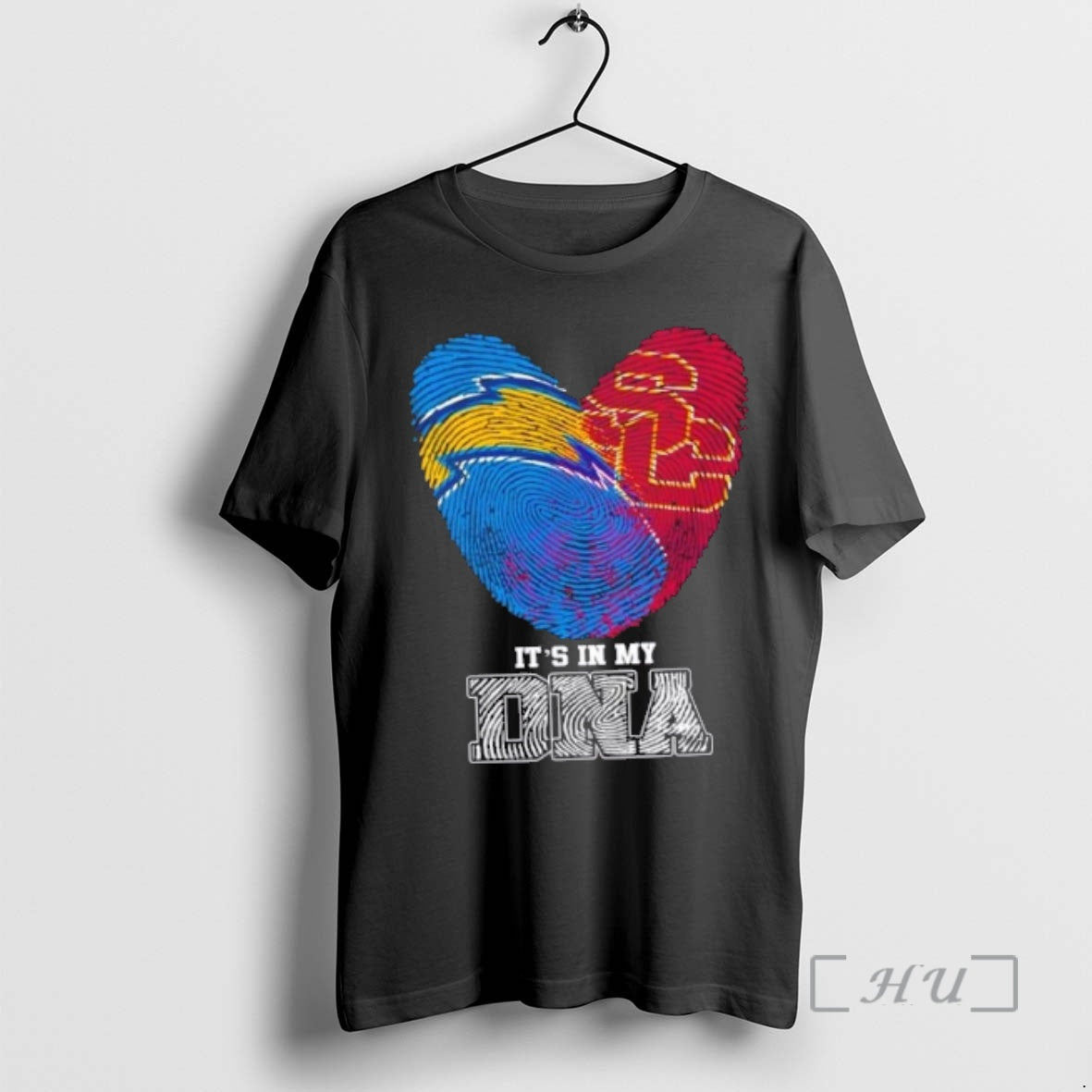 Officials Fingerprints Los Angeles Chargers X Usc Trojans Its In My Dna Premium T Shirts Hoodie, Sweatshirt | PopFlextees.com