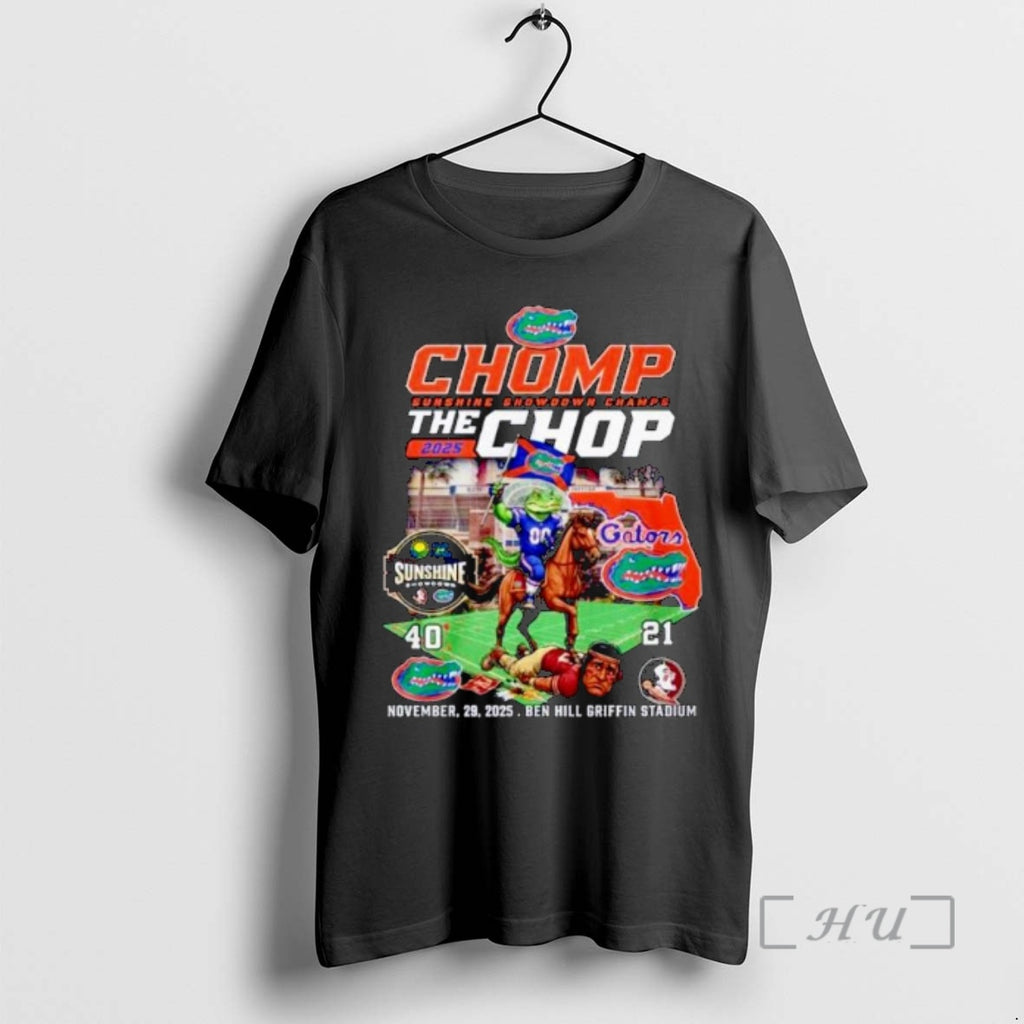 Officials Florida Gator Chomp Sunshine Snowdown Champs The Chop 2025 Ornaments Premium T Shirts Sweater Hoodie, Sweatshirt