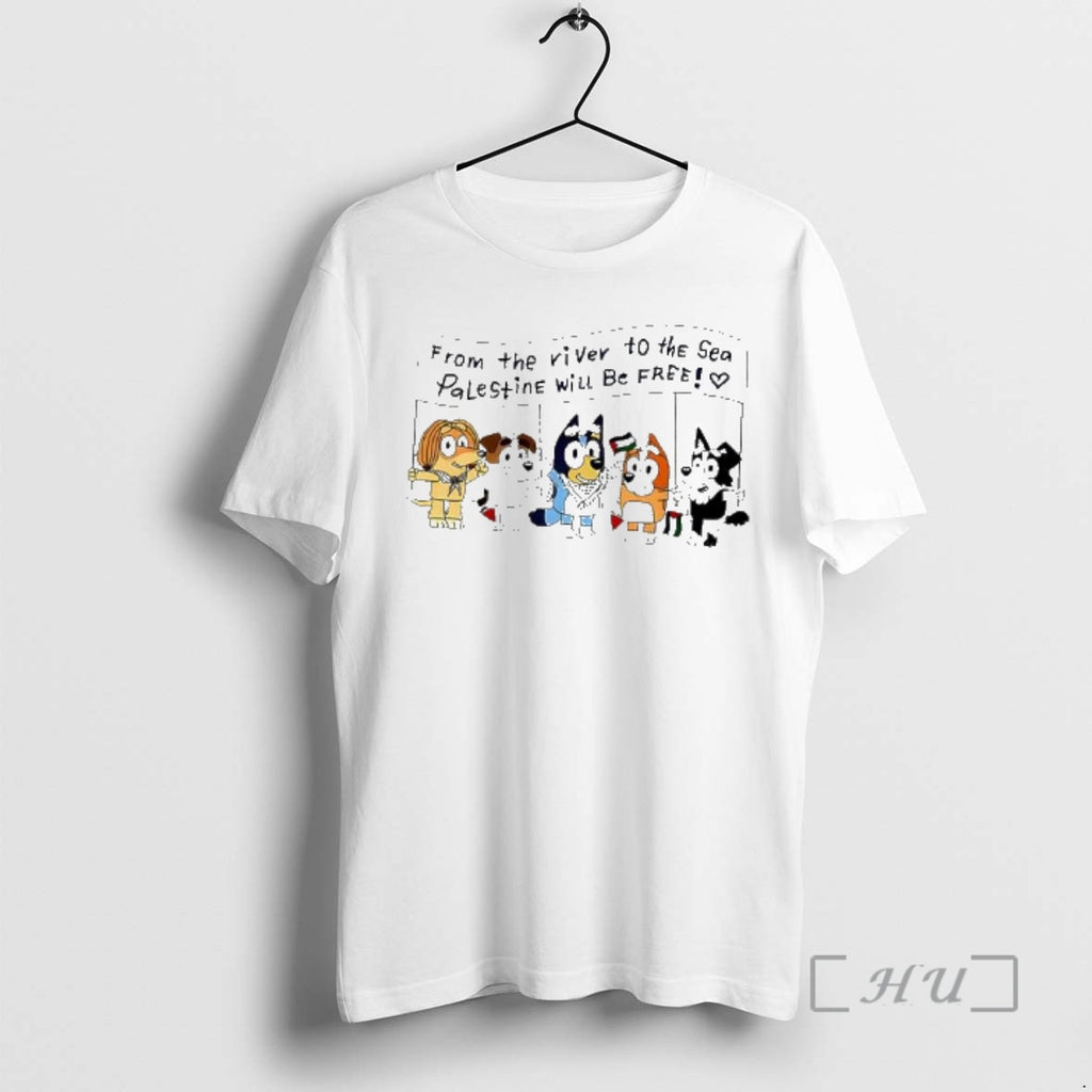 Officials From The River To The Sea Palestine Will Be Free Bluey Premium T Shirts Hoodie, Sweatshirt | PopFlextees.com