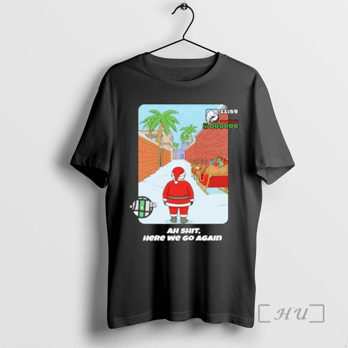 Officials Gta Santa Here We Go Again Funny Christmas Ornaments T-Shirts, Hoodie, Sweatshirt | PopFlextees.com