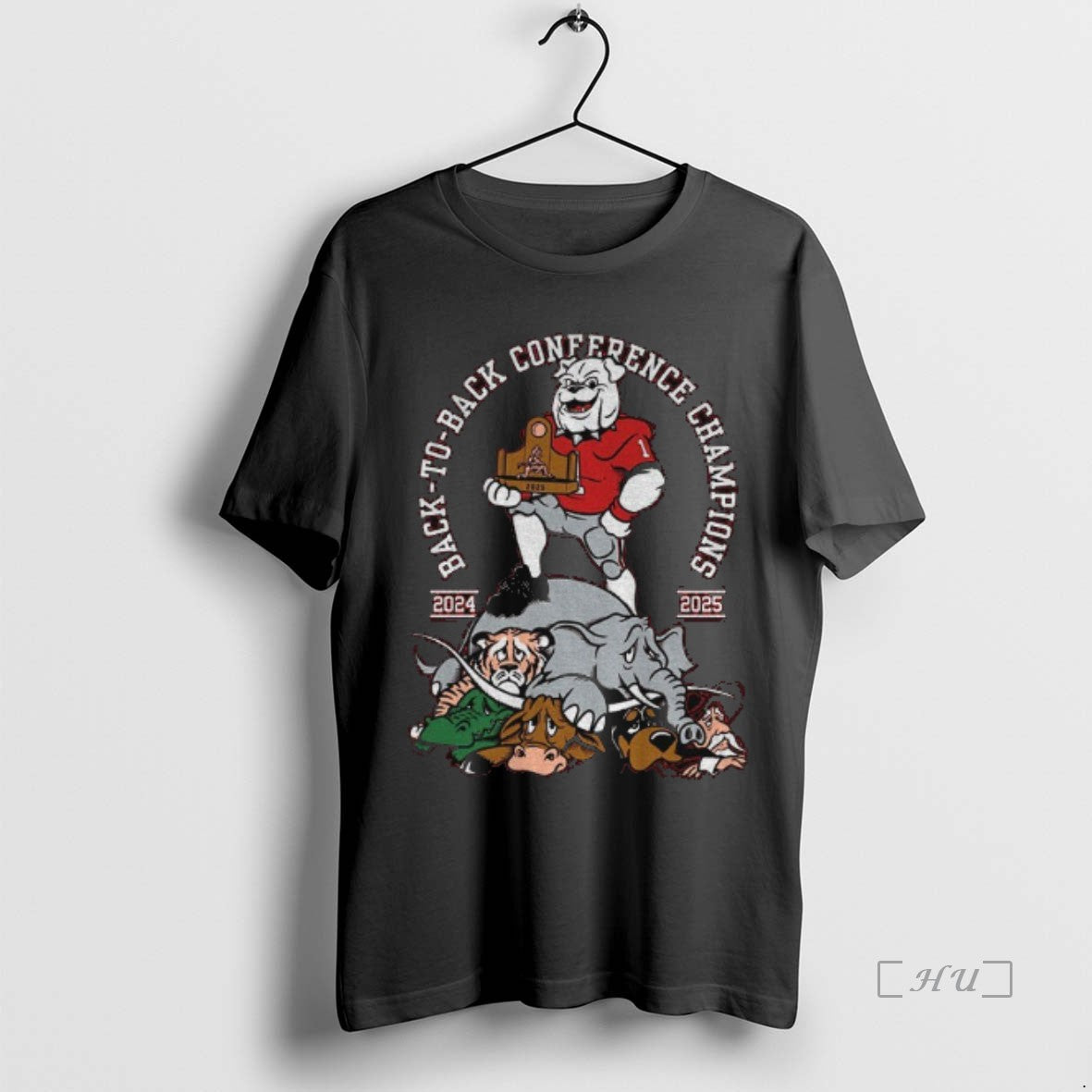 Officials Georgia Bulldogs 2024 25 Back To Back Conference Champions Mascot Premium T Shirts Sweater Hoodie, Sweatshirt