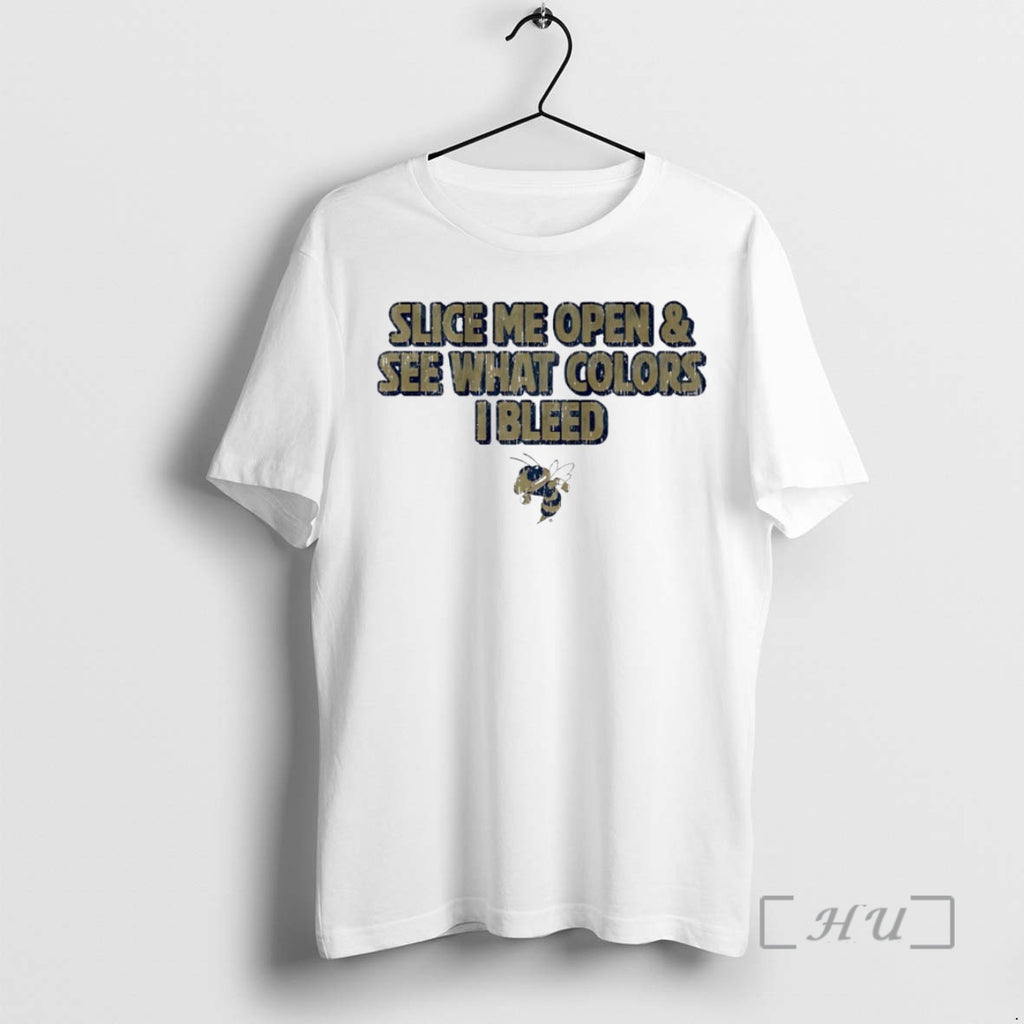Officials Georgia Tech Yellow Jackets Slice Me Open And See What Colors I Bleed Circle T-Shirts, Hoodie, Sweatshirt