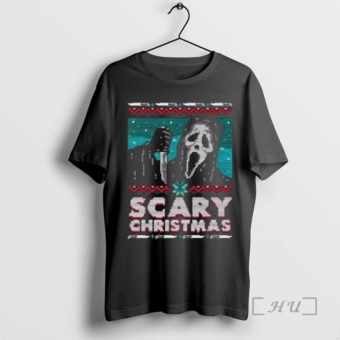 Officials Ghostface Holding Knife Scary Ugly Christmas T-Shirts, Hoodie, Sweatshirt | PopFlextees.com