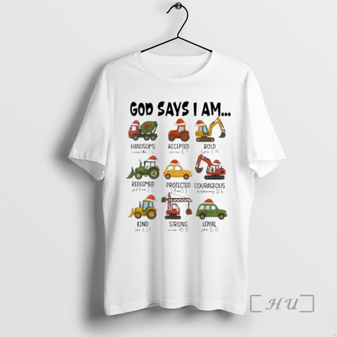 Officials God Says I Am Christmas Construction Trucks Bible Verse T-Shirts, Hoodie, Sweatshirt | PopFlextees.com
